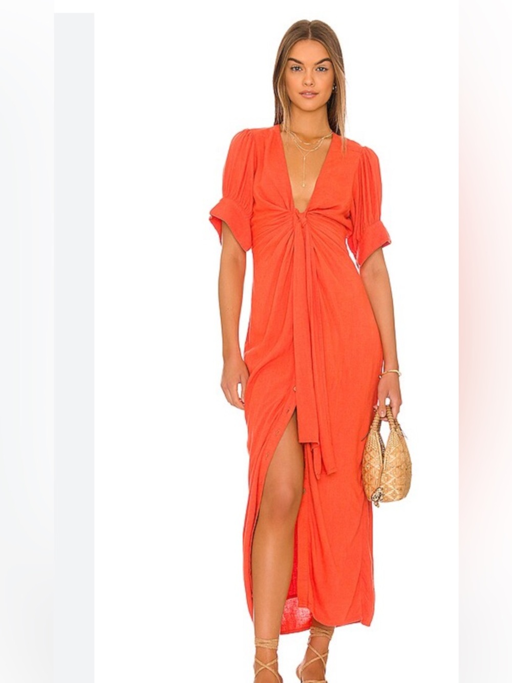 Free People Vintage Summer midi dress. Tangerine color. Size small